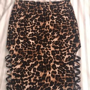 Cheetah cut out pencil skirt